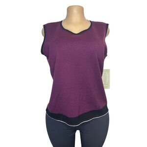 TG-32 Designers Originals Womens XL Plum Sleeveless Knit Top With Contrast Trim